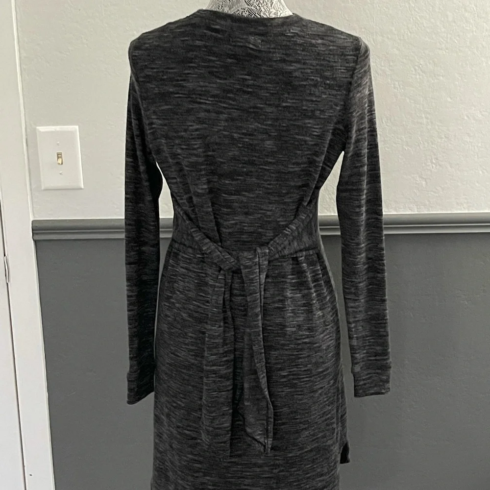 Max Studio Black Marled Knit Tie Waist Dress XS NWT $98